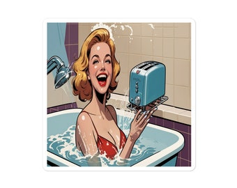 Live Laugh Toaster Bath Sticker - 4x4 inch