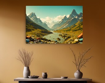 Landscape painting - Canvas print -24x36 - "Beauty and the Beast: A Visual Allegory"