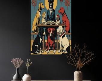 Dog Painting - Canvas Print - 24x36 - Dogma - "Wise Tails''
