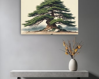 Tree painting - Canvas Print - 24x36 -  ''The Poetic Serenity of the Japanese Cedar."