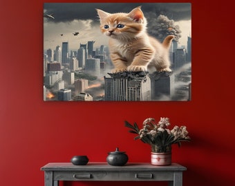 Apocalyptic Feline - 24x36 inch - Canvas Print - Subliminal Propaganda
