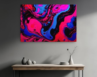 Acrylic Pour painting - Canvas Print 24x36 inch "Chromatic Symphony: A Dance of Abstract Elegance"