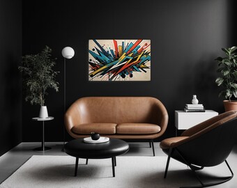 Graffiti Modern Abstract - 24x36 inch - "Urban Rhapsody: Graffiti Reverie"