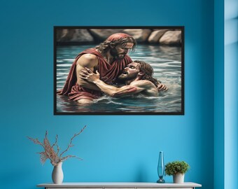 Jesus art - Framed Canvas print - religious art - 24x36 inch