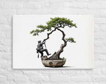 Banksy inspired Bonsai Art - Canvas Print