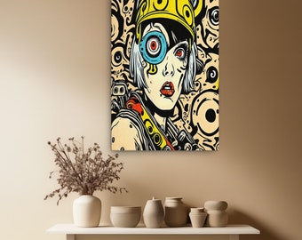 Pop Art - 24x36 inch Canvas Print -  "Fierce Elegance: An Icon of Apocalyptic Pop Art"