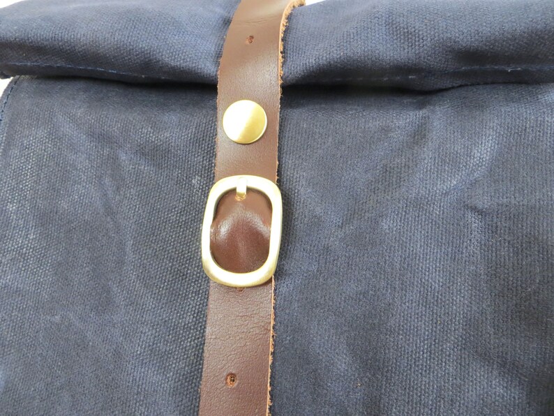 Waxed Canvas Lunch Bag With Shoulder Strap in Gray Blue Etsy