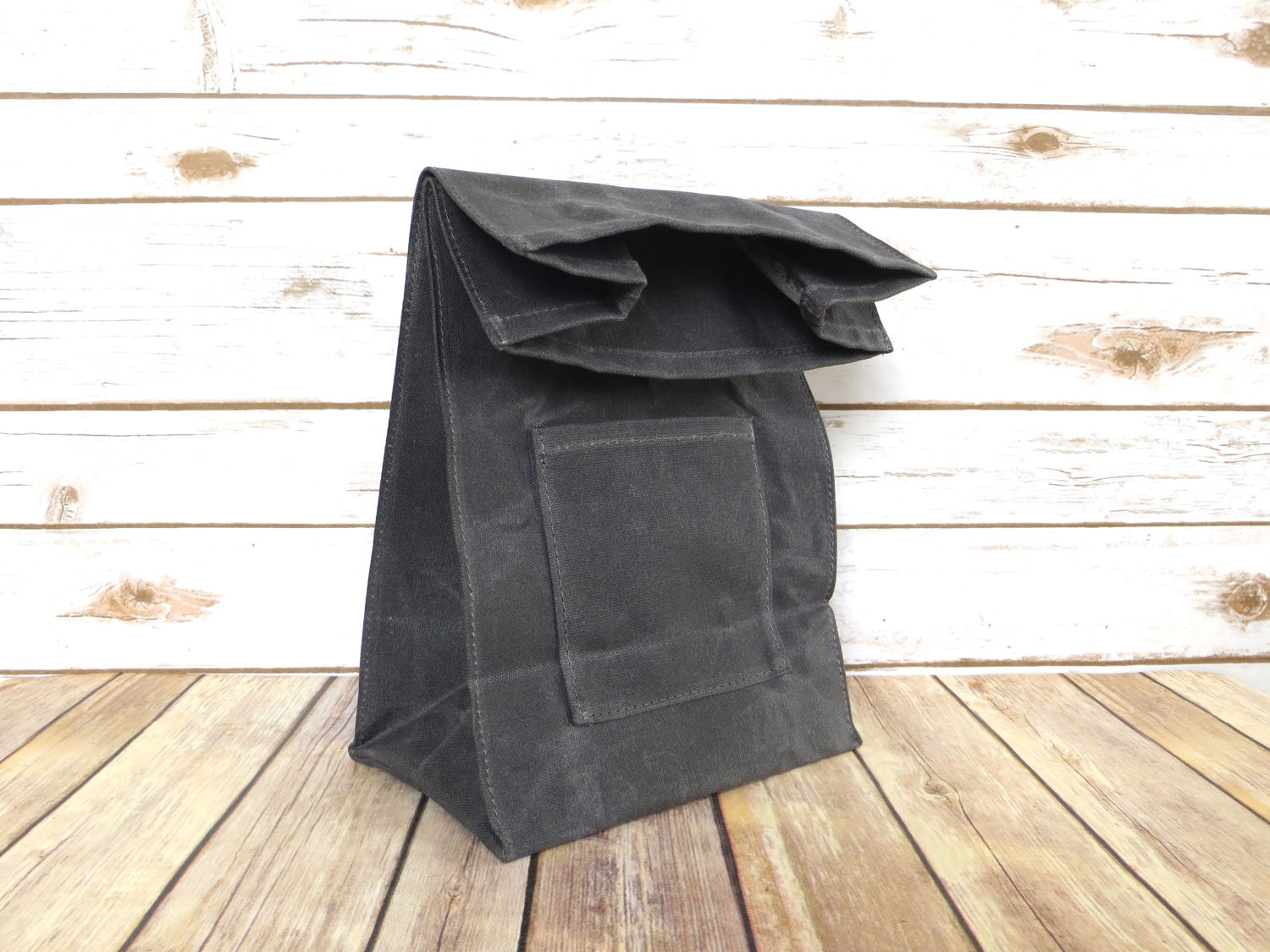 Waxed Canvas Lunch Bag in Gray Waxed Canvas Lunch Tote Waxed Canvas Bag Etsy