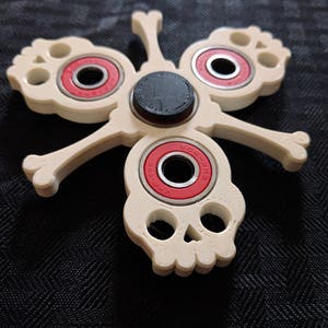 Calcium Enriched Fidget Spinner - Skulls - Custom Color - Focus Enhancer Stress Reducer - Skull, Skeleton, Halloween