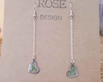 Resin Diamond Shape Earrings/Dangle/Silver/Pink Flowers/Pink Petals/White Petals