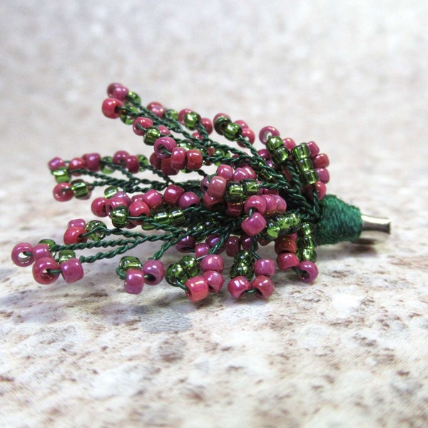 French beaded Scottish Heather brooch