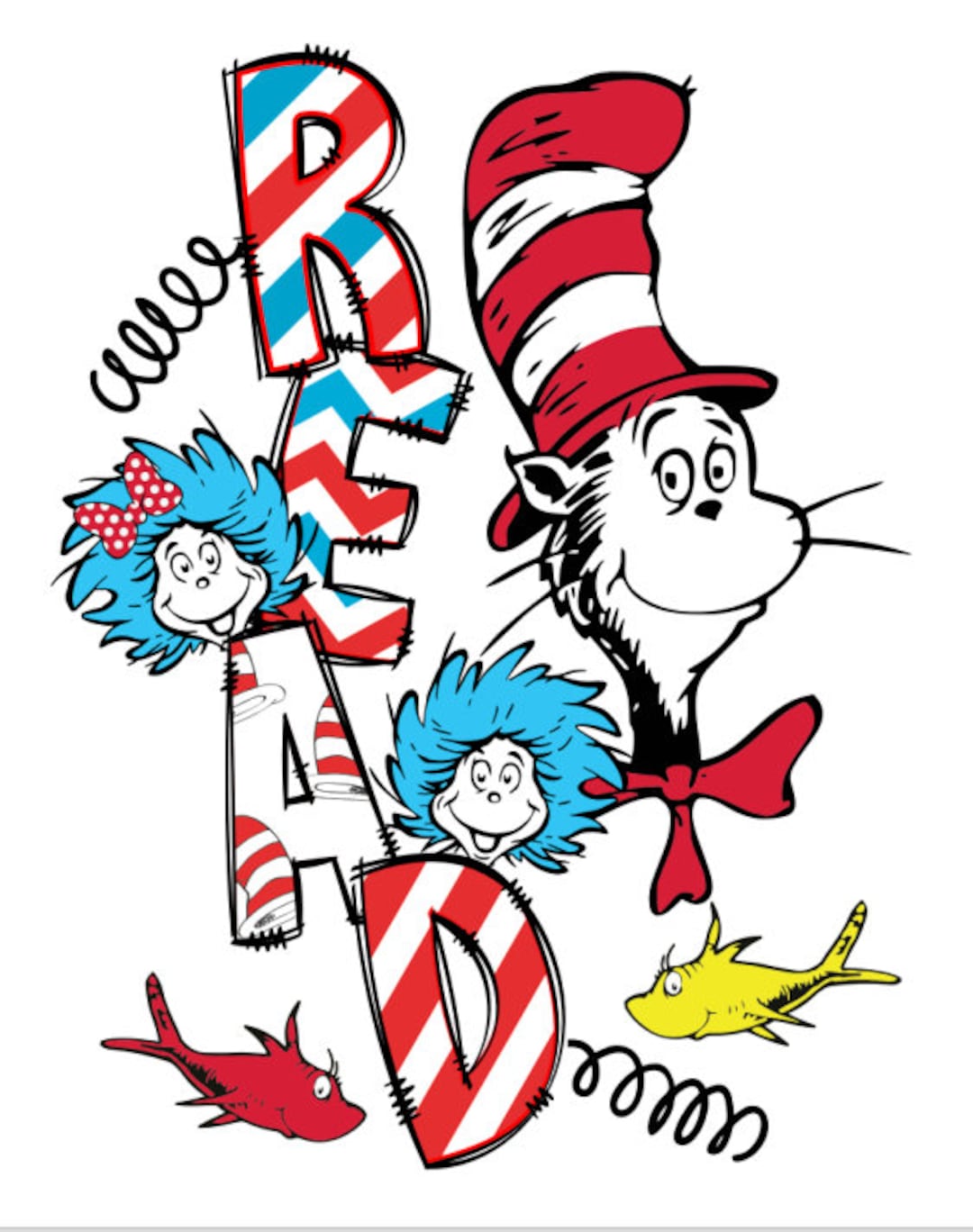 Dr. Seuss READ Ready to Press DTF Iron on Transfer - Etsy