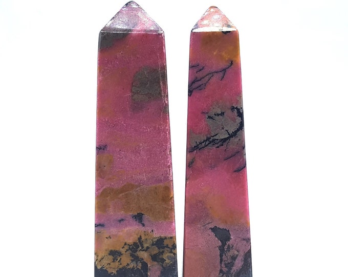 Beautiful Nice Quality Pink Rhodonite Towers ,Obliques 667 Grams