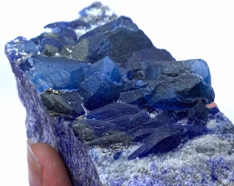 Afghanite Crystal Specimen: 560g Fluorescent Blue Mineral from Afghanistan