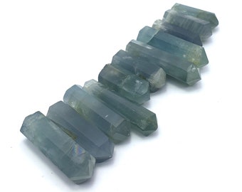 380 Carat Aquamarine Crystals: Raw Blue Gemstone Points, Afghanistan (11 Pieces)