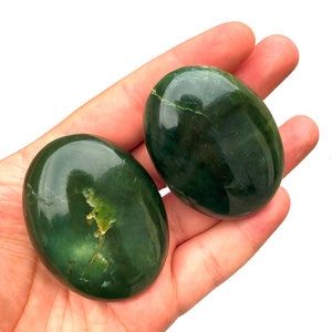Green Nephrite Jade Palm Stones: Oval Massage Stones (235 Grams)