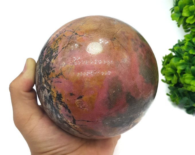 112mm Large Pink Rhodonite Sphere, Rhodonite Ball, Rhodonite Large Ball, Rhodonite Large Sphere, Rhodonite Crystal Sphere, Rhodonite 3.26 Kg