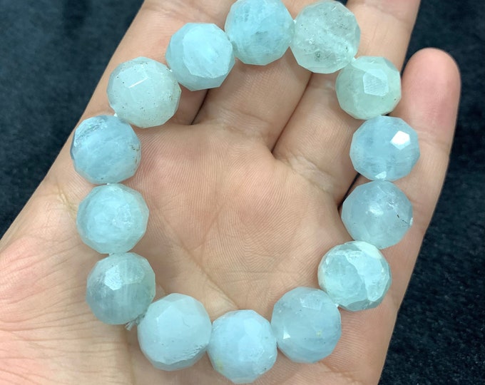 Natural Best Quality Sky Blue Aquamarine Bracelet, Aquamarine Bracelet, Aquamarine Beads Bracelet, Aquamarine, Aquamarine Blue Bracelet, 60g