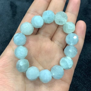 Natural Best Quality Sky Blue Aquamarine Bracelet, Aquamarine Bracelet, Aquamarine Beads Bracelet, Aquamarine, Aquamarine Blue Bracelet, 60g