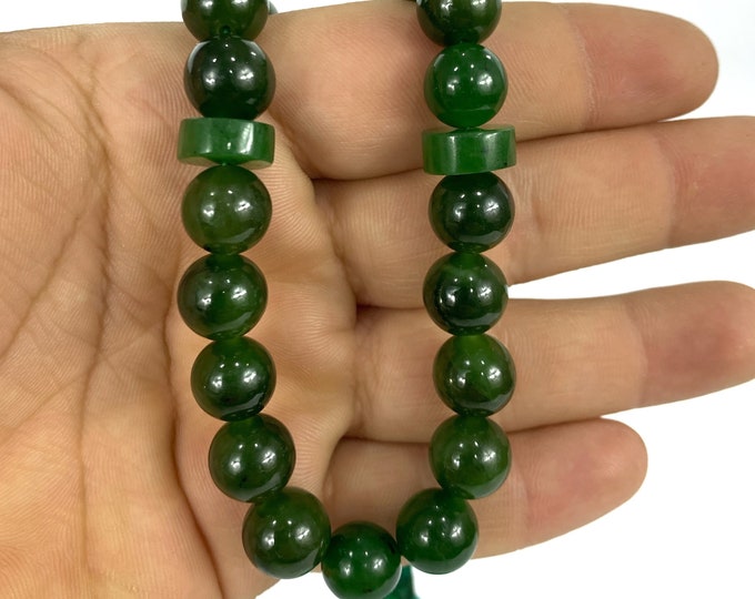 35 Beads A++ Quality Green Nephrite Jade Rosary, Nephrite Jade Tasbih, Nephrite Rosary, Jade Rosary, Jade Tasbih, Nephrite Tasbih, Nephrite