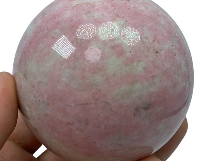 647g Top Quality Red Rhodochrosite Sphere: Polished Red Gemstone Ball