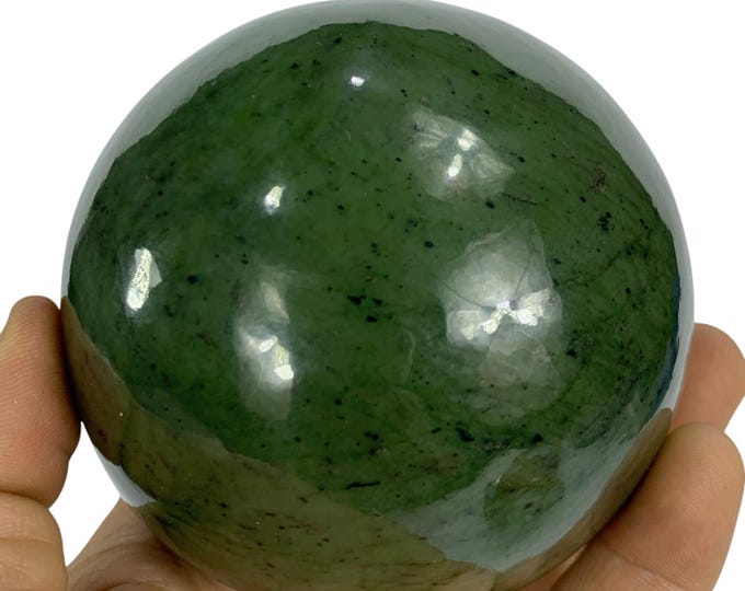 1.2 Kg Beautiful Green Nephrite Jade Sphere, Nephrite Jade Sphere, Nephrite Jade Ball, Nephrite Crystal Sphere, Green Nephrite Ball