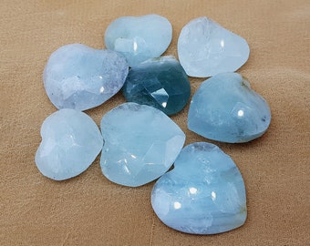 Beautiful Sky Blue Color Aquamarine Hearts 8 Pieces