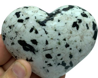 Black Tourmaline on Quartz Heart Stone: Afghanistan Gemstone (260 Grams)