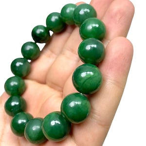 AAA Green Nephrite Jade Bracelet: Polished Afghan Gemstone