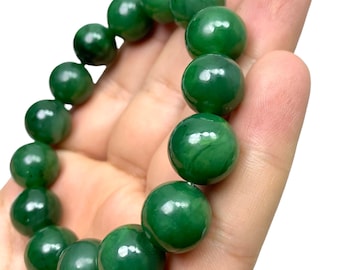 AAA Green Nephrite Jade Bracelet: Polished Afghan Gemstone