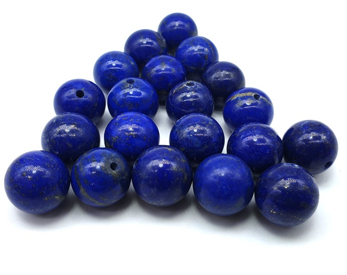 14mm Lapis Lazuli Round Beads With Holes-Lapis Beads-Lapis Round Beads-Lapis Stone-Blue Beads-Lapis Blue Beads