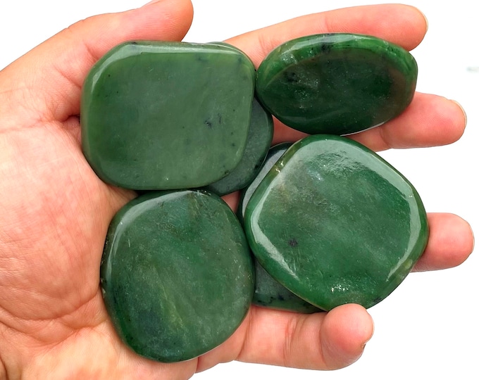 Green Nephrite Jade Tumble Sliced 300 Grams