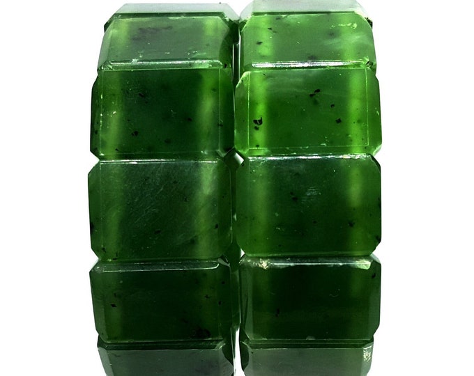 Beautiful Natural Green Color Nephrite Jade Bracelets 2 Pieces Made By Afghan Precious Minerals