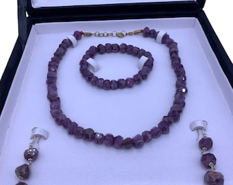 Beautiful Pink Ruby Corundum Jewelry Set, Corundum Jewelry Set, Ruby Jewelry Set, Ruby Necklace, Ruby Corundum Necklace, Pink Ruby Set, Ruby