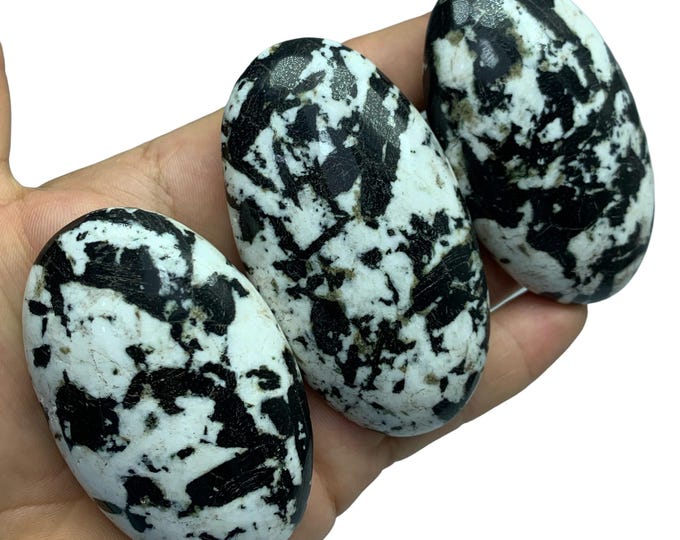 Black Tourmaline on Quartz Palm Stone Set: Massage Gemstones