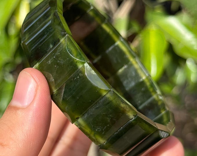 AAA Green Nephrite Jade Bracelet: Polished Afghan Gemstone