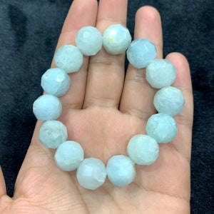 Natural Best Quality Sky Blue Aquamarine Bracelet, Aquamarine Bracelet, Aquamarine Beads Bracelet, Aquamarine, Aquamarine Blue Bracelet, 68g