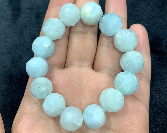Natural Best Quality Sky Blue Aquamarine Bracelet, Aquamarine Bracelet, Aquamarine Beads Bracelet, Aquamarine, Aquamarine Blue Bracelet, 68g