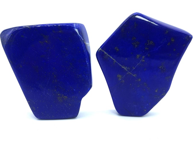 Premium High Quality Pure Colour Lapis Lazuli Blue 2 Pieces Freeform Tumbles