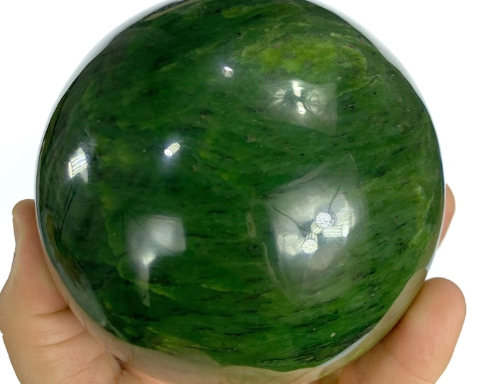 1.9 Kg Best Quality Green Nephrite Jade Sphere, Nephrite Jade Sphere, Nephrite Jade Ball, Nephrite Crystal Sphere, Green Nephrite Jade Ball