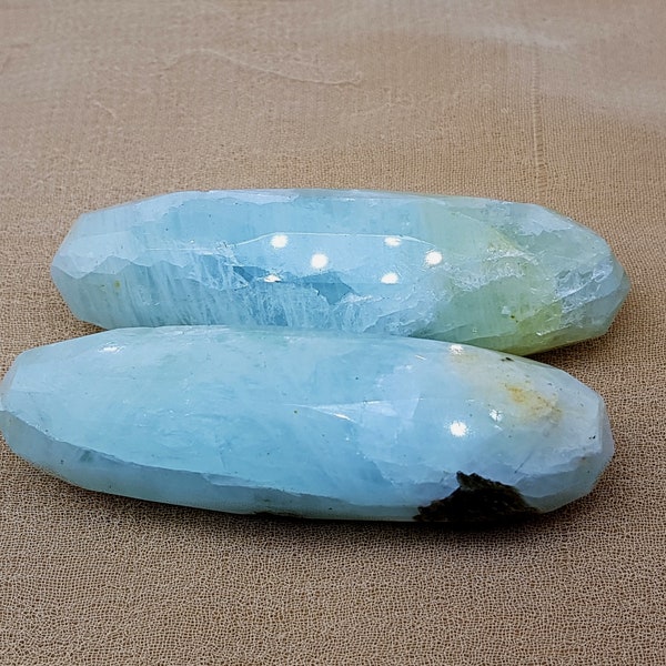 Blue Aquamarine 2 Pieces Cucumber Shape Forehead Massage Same Size 78 x 23 mm