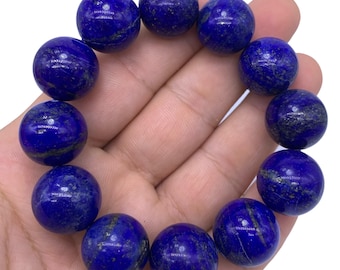 Lapis Lazuli Beads Bracelet: Afghan Blue Stone, 17-18mm