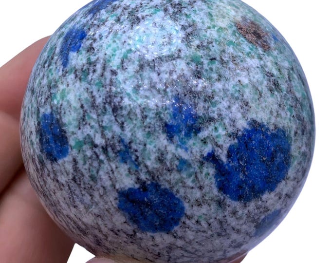 260g Top Quality White With Blue Dots K2 Jasper Ball, K2Jasper, Big Blue Dots K2 Ball, K2 Sphere, K2 Jasper Stone, K2 Ball Stone
