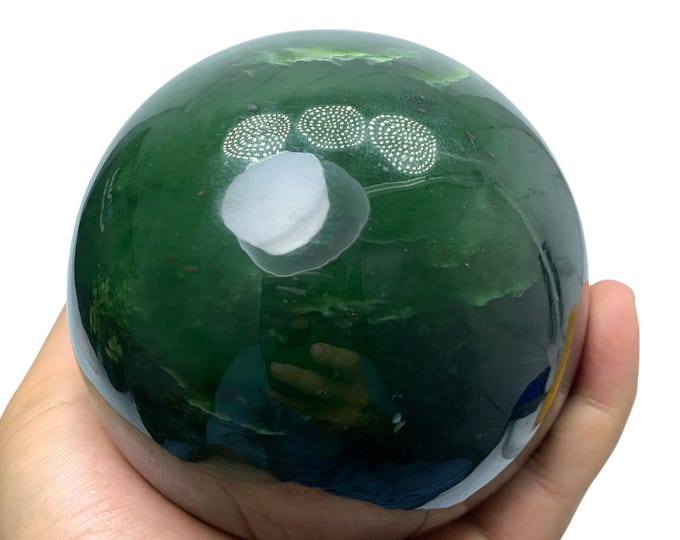 1.89 Kg Top Quality Dark Green Nephrite Jade Sphere, Nephrite Jade Sphere, Nephrite Jade Ball, Nephrite Crystal Sphere, Nephrite Jade Stone