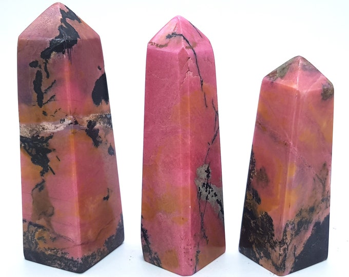 850 Grams Pink Color Best Quality Rhodonite Towers ,Obliques
