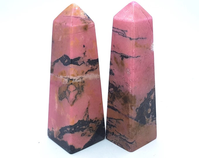 720 Grams Pink Color Best Quality Rhodonite Towers ,Obliques 2 Pieces