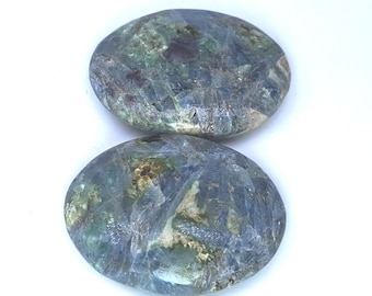 Afghanistan Blue Kyanite Palm Massag 2 Pieces 68 x 53 x 18 & 65 x 51 x 20 mm