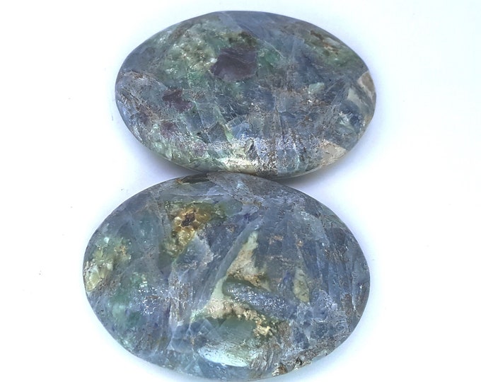 Afghanistan Blue Kyanite Palm Massag 2 Pieces 68 x 53 x 18 & 65 x 51 x 20 mm