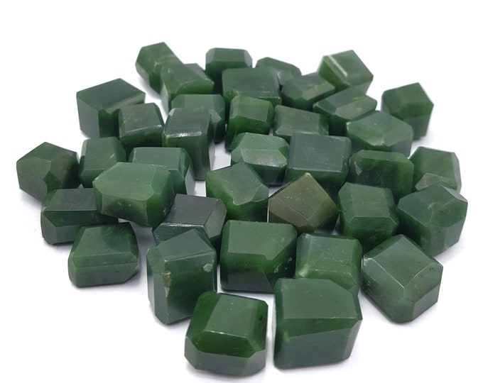 Best Quality Faceted Nephrite Jade Tumbles, Nephrite Jade Tumbles, Jade Tumbles, Jade Facet Tumbles, Green Nephrite Jade Tumbles, Jade, 250g