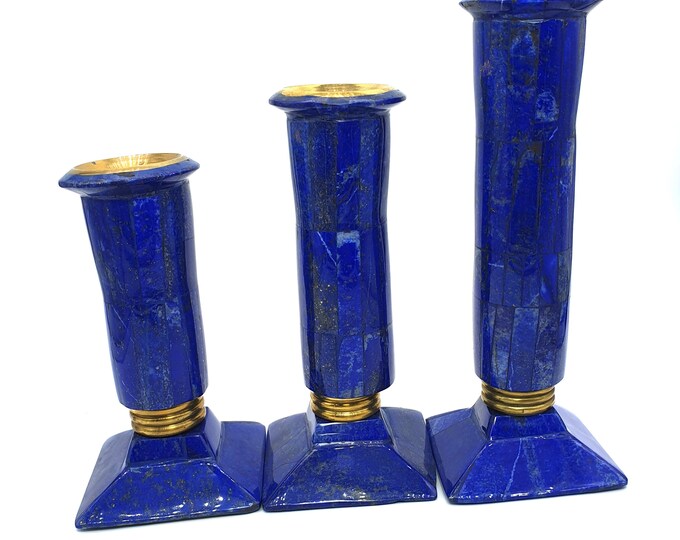 Lapis Lazuli Candlesticks 3 Pieces